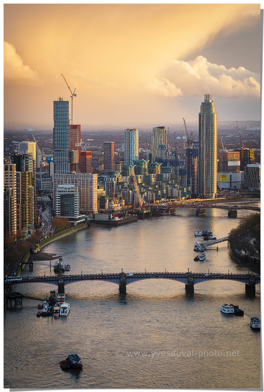 Vue sur la Tamise, depuis le London Eye (Londres, Royaume-Uni)